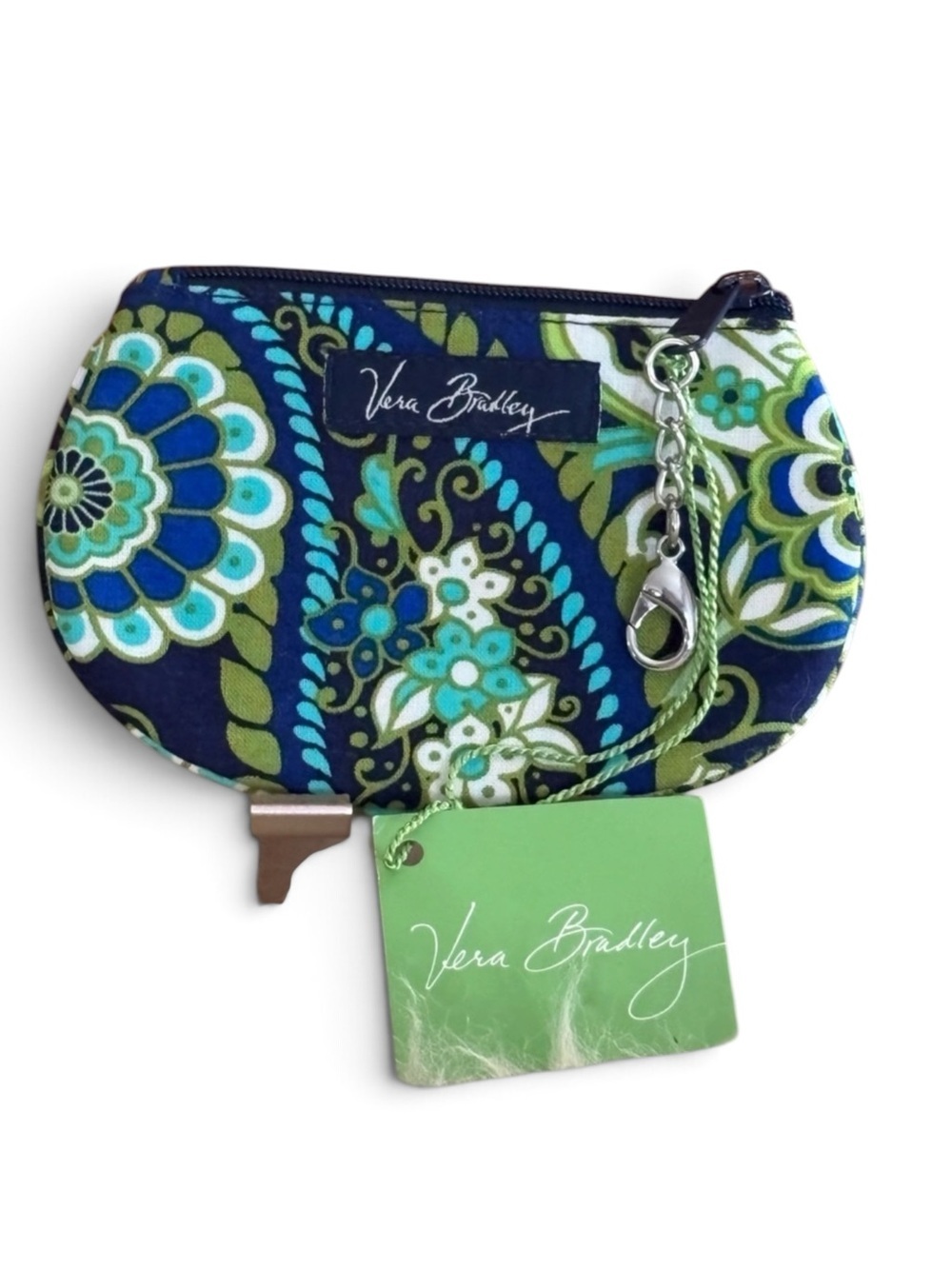 NWT Vera Bradley ‘Rhythm and Blues’ Navy, Green & Teal Paisley ID Coin Pouch